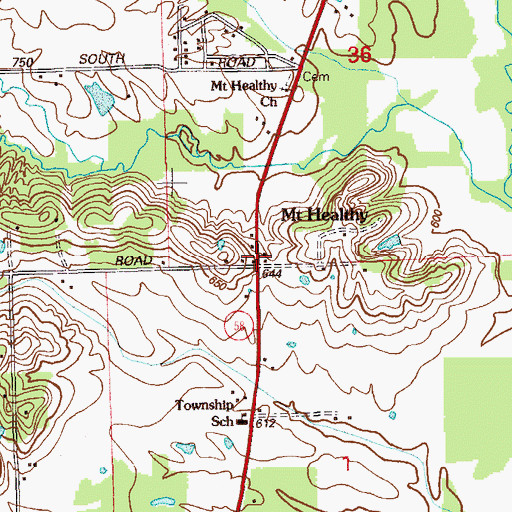 Topographic Map of Mount Healthy, IN