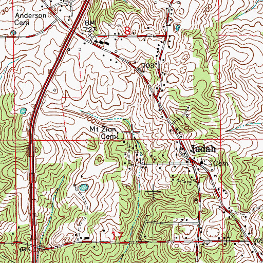 Topographic Map of Mount Zion Cemetery, IN