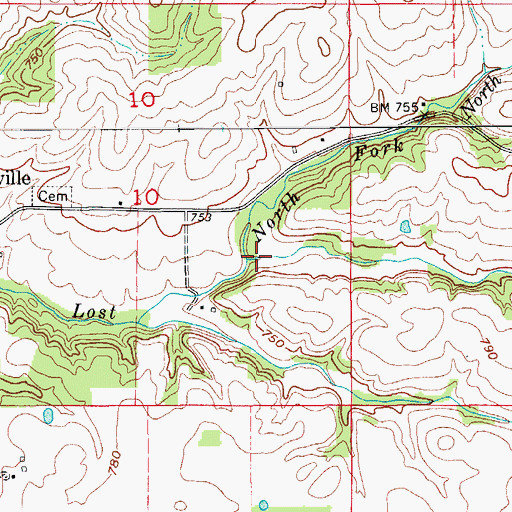 Topographic Map of North Fork Lost River, IN