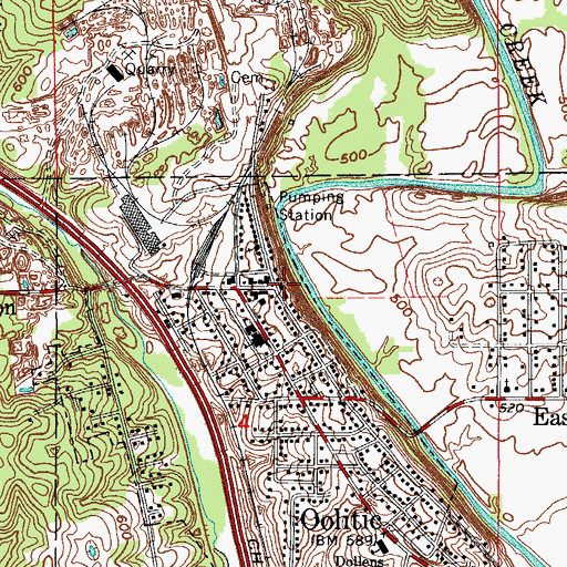 Topographic Map of Oolitic, IN