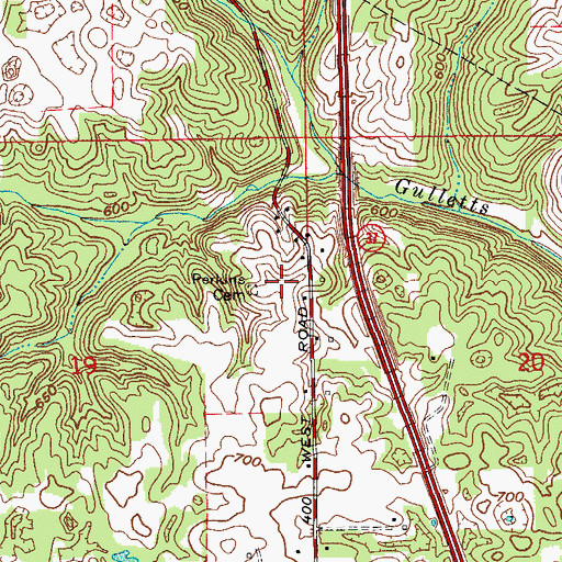 Topographic Map of Perkins Cemetery, IN