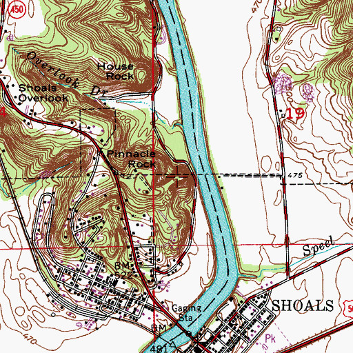 Topographic Map of Pinnacle Rock, IN