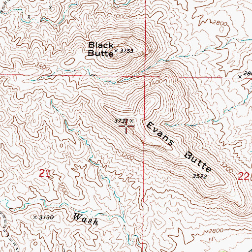 Topographic Map of Evans Butte, AZ