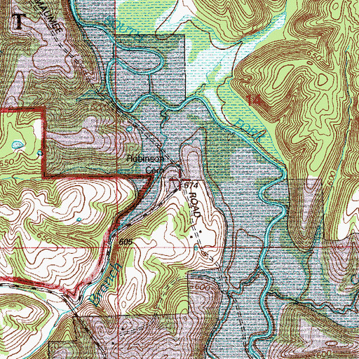 Topographic Map of Robertson Cemetery, IN
