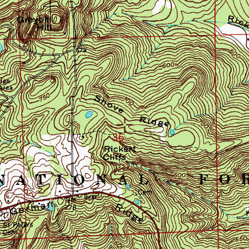 Topographic Map of Shove Ridge, IN