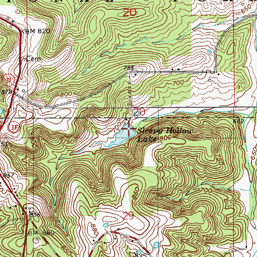 Topographic Map of Sleepy Hollow Lake, IN