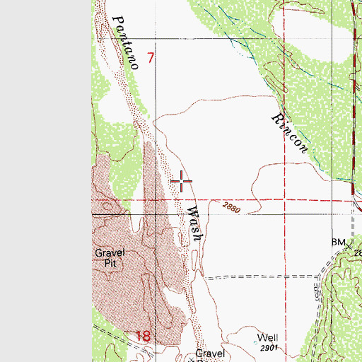 Topographic Map of KRKR-AM (Tucson Estates), AZ