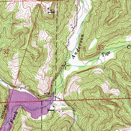 Topographic Map of Tige Creek, IN