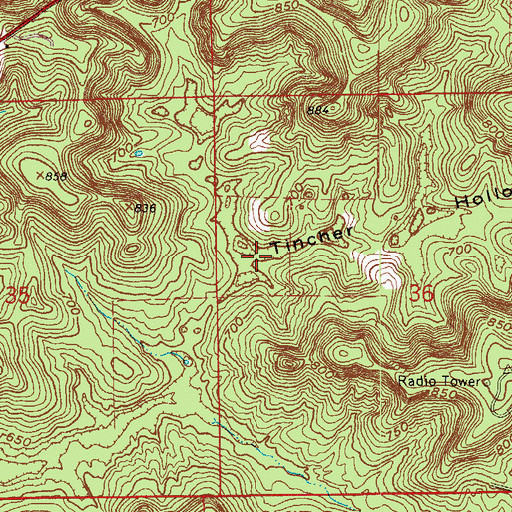 Topographic Map of Tincher Hollow, IN