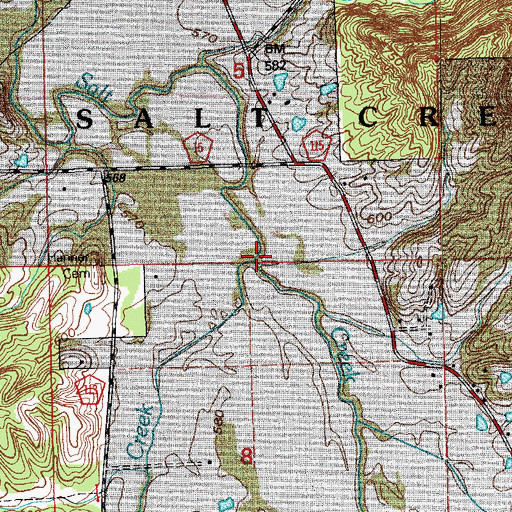 Topographic Map of Tipton Creek, IN