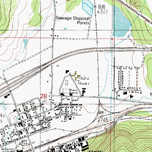 Topographic Map of KDAN-AM (Williams), AZ