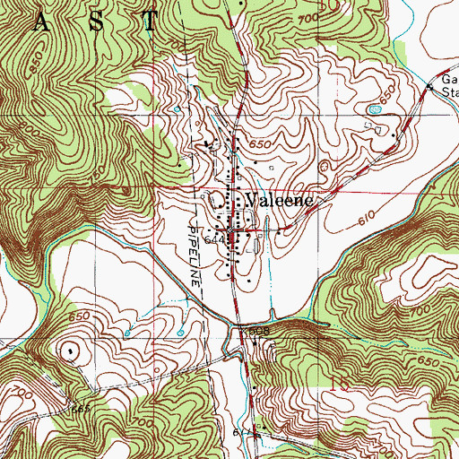 Topographic Map of Valeene, IN