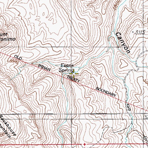 Topographic Map of Evans Spring, AZ