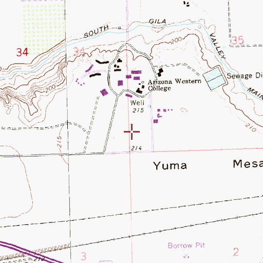 Topographic Map of KAWC-AM (Yuma), AZ