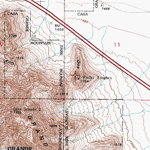 Topographic Map of KFAS-FM (Casa Grande), AZ