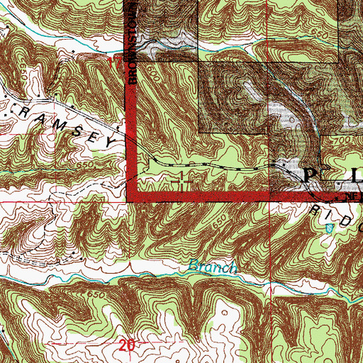 Topographic Map of Ramsey Ridge, IN