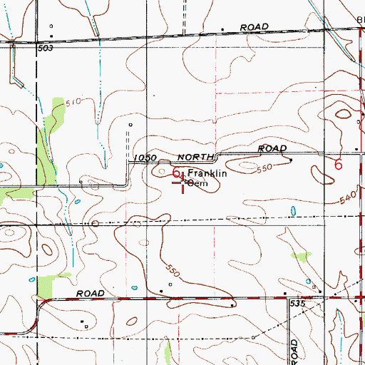 Topographic Map of Franklin Cemetery, IN