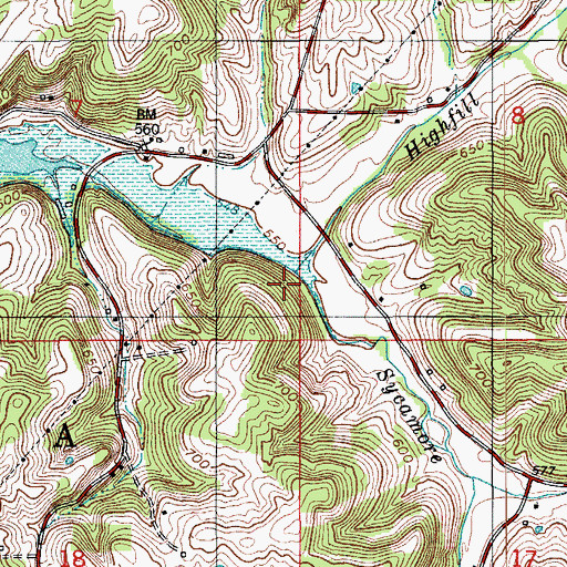 Topographic Map of Highfill Creek, IN