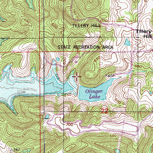 Topographic Map of Olinger Lake Dam, IN
