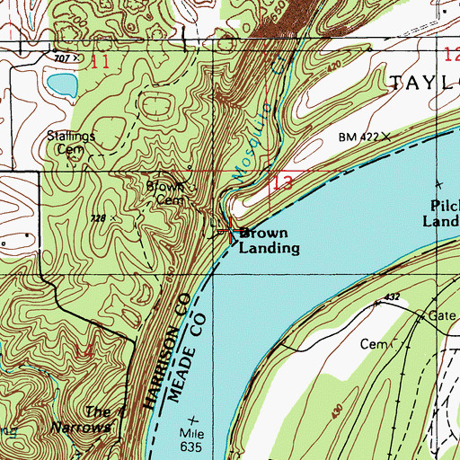 Topographic Map of Brown Landing, IN