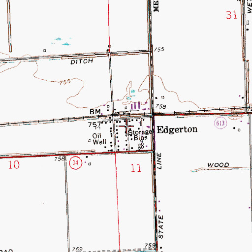 Topographic Map of Edgerton, IN
