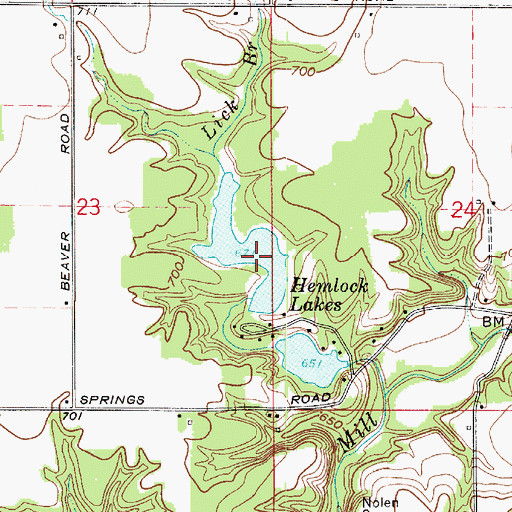 Topographic Map of Hemlock Lakes, IN
