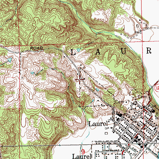 Topographic Map of Mount Auburn, IN