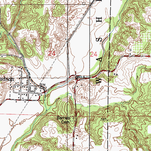Topographic Map of Pin Hook, IN
