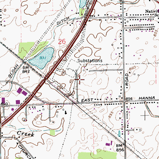 Topographic Map of Poplar Grove, IN