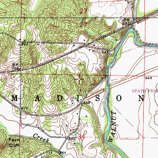 Topographic Map of Okalla Station, IN