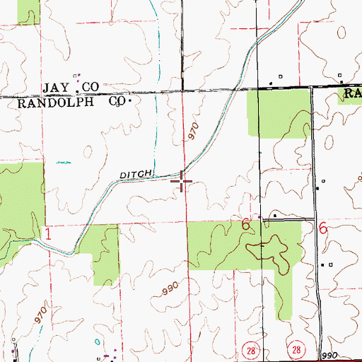 Topographic Map of Carder Creek, IN