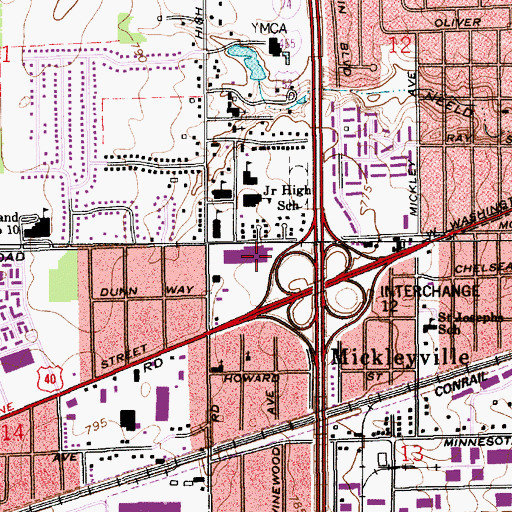 Topographic Map of Ayr-Way Washington West Shopping Center, IN