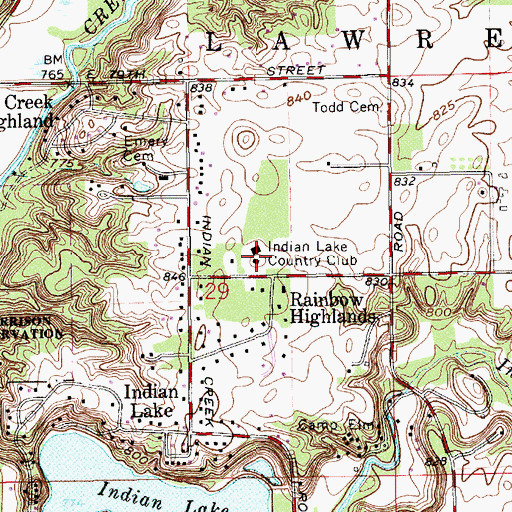 Topographic Map of Indian Lake Country Club, IN
