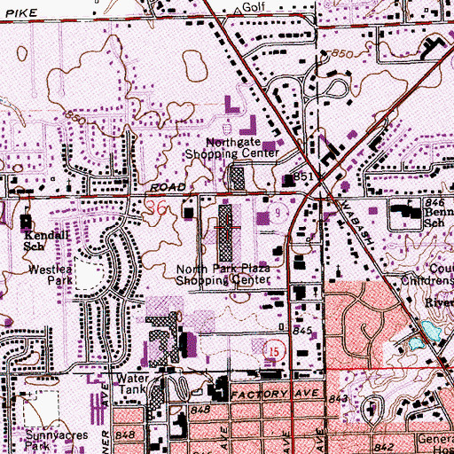 Topographic Map of North Park Plaza Shopping Center, IN