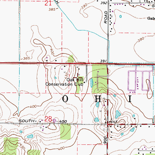 Topographic Map of Oak Hill Conservation Club, IN