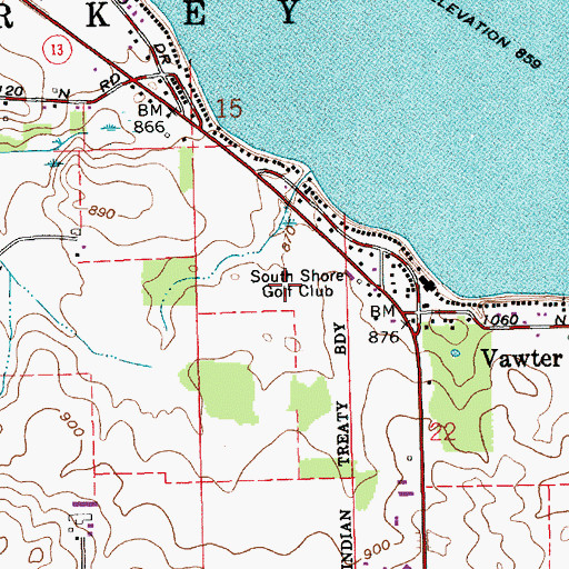 Topographic Map of South Shore Golf Club, IN