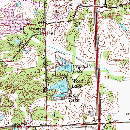 Topographic Map of Crystal Lake, IN