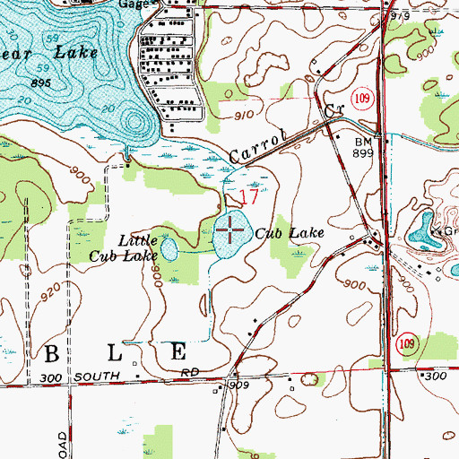 Topographic Map of Cub Lake, IN