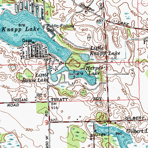 Topographic Map of Harper Lake, IN