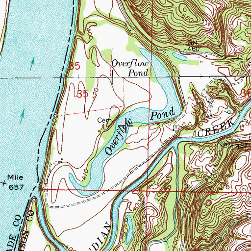 Topographic Map of Overflow Pond, IN