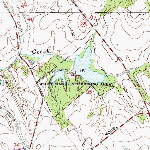 Topographic Map of White Oak State Fishing Area, IN