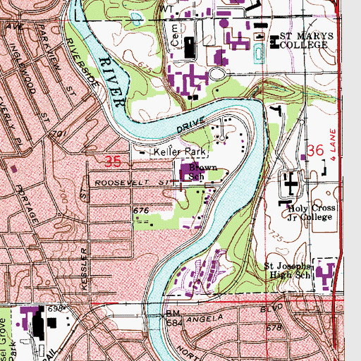 Topographic Map of Brown School, IN