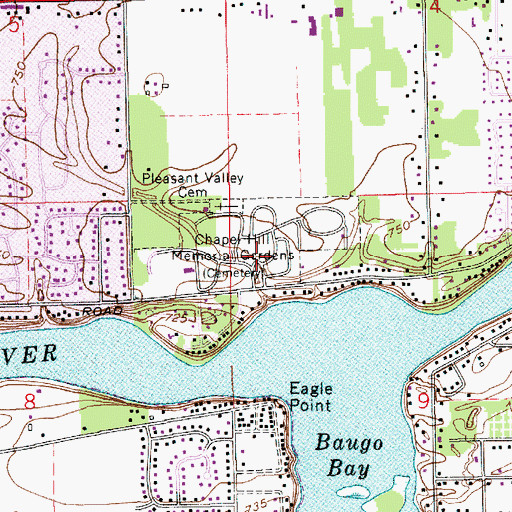 Topographic Map of Chapel Hill Memorial Gardens, IN