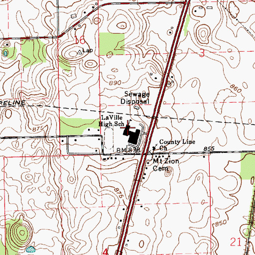 Topographic Map of Laville Junior-Senior High School, IN
