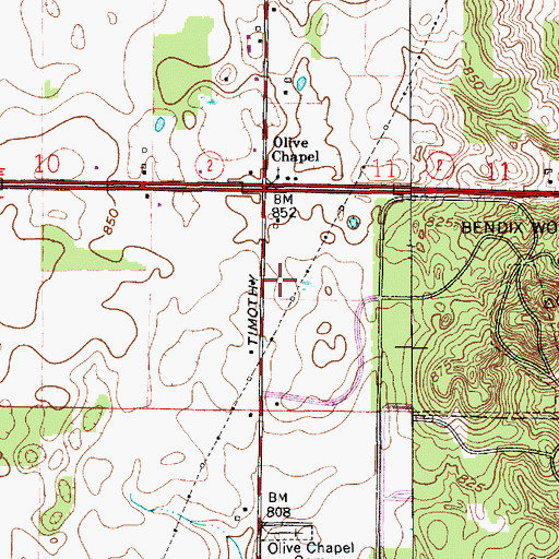 Topographic Map of Olive Chapel, IN