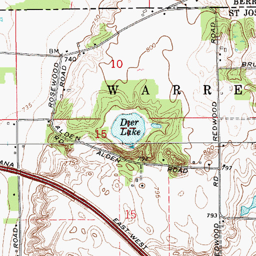 Topographic Map of Deer Lake, IN
