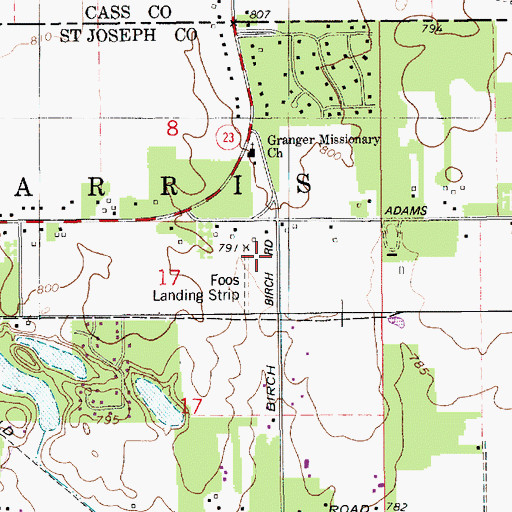 Topographic Map of Foos Field, IN
