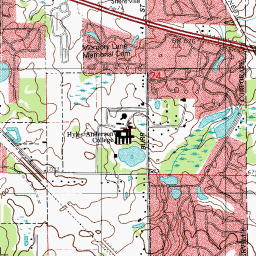 Topographic Map of Hyles-Anderson College, IN