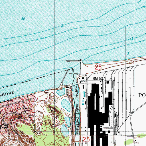 Topographic Map of Burns Waterway East Jetty South Light, IN