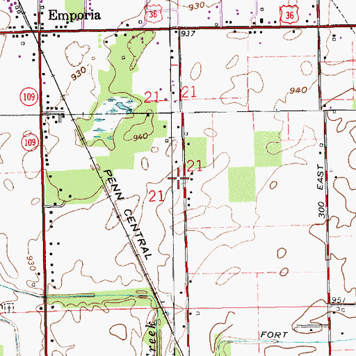 Topographic Map of Township of Adams, IN